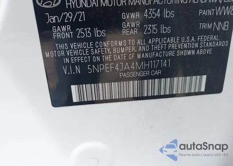 2021 Hyundai Sonata Sel from USA, damaged, VIN 5NPEF4JA4MH117141